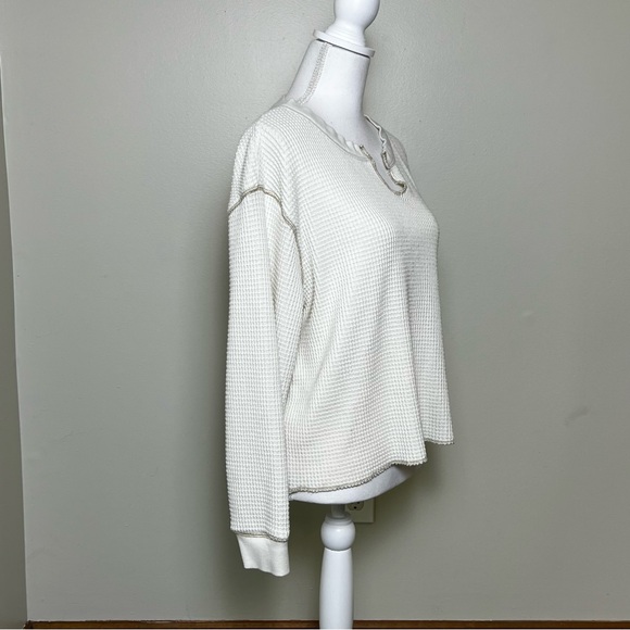 Madewell Waffle Knit Notch-Neck Thermal Shirt L - Picture 5 of 8